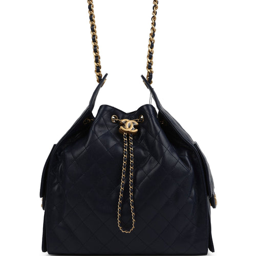 Chanel Medium 25 Hobo Bag Dark Navy Caviar Antique Gold Hardware