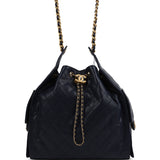 Chanel Medium 25 Hobo Bag Dark Navy Caviar Antique Gold Hardware