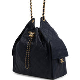 Chanel Medium 25 Hobo Bag Dark Navy Caviar Antique Gold Hardware