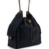 Chanel Medium 25 Hobo Bag Dark Navy Caviar Antique Gold Hardware
