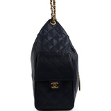 Chanel Medium 25 Hobo Bag Dark Navy Caviar Antique Gold Hardware