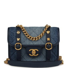 Chanel Mini Ombre Flap Bag Blue Denim Brushed Gold Hardware