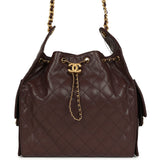 Chanel Medium 25 Hobo Bag Dark Brown Caviar Antique Gold Hardware