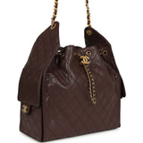 Chanel Medium 25 Hobo Bag Dark Brown Caviar Antique Gold Hardware