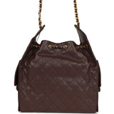 Chanel Medium 25 Hobo Bag Dark Brown Caviar Antique Gold Hardware