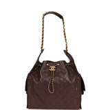 Chanel Medium 25 Hobo Bag Dark Brown Caviar Antique Gold Hardware