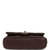 Chanel Nano Classic Double Flap Bag Charm Dark Brown Lambskin Light Gold Hardware