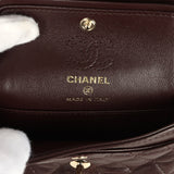 Chanel Nano Classic Double Flap Bag Charm Dark Brown Lambskin Light Gold Hardware