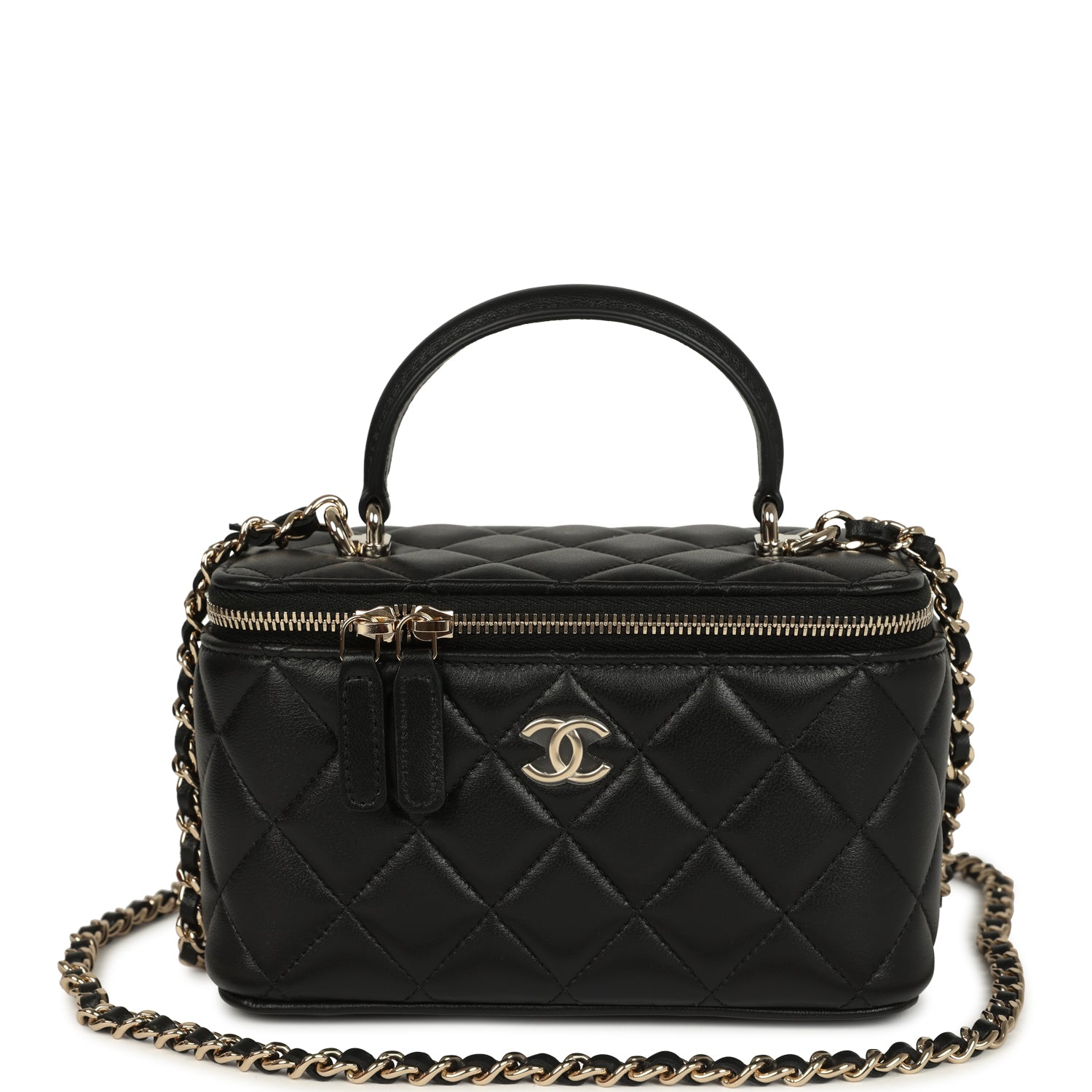 CHANEL 25S VANITY CASE 19 IN BLACK CALFSKIN GOLD HARDWARE