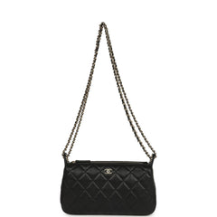 Chanel Small CC Shoulder Bag Black Lambskin Light Gold Hardware