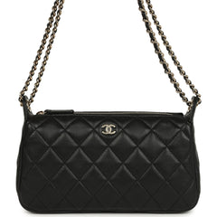 Chanel Small CC Shoulder Bag Black Lambskin Light Gold Hardware
