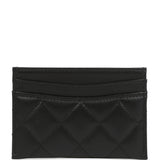 Chanel Classic Card Holder Wallet Black Lambskin Light Gold Hardware