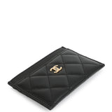Chanel Classic Card Holder Wallet Black Lambskin Light Gold Hardware