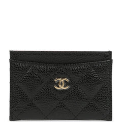 Chanel Classic Card Holder Wallet Black Caviar Gold Hardware