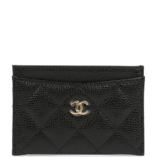 Chanel Classic Card Holder Wallet Black Caviar Gold Hardware