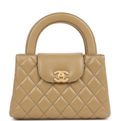 Chanel Small Kelly Shopper Dark Beige Shiny Lambskin Antique Gold Hardware