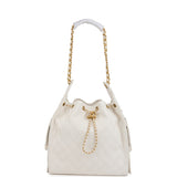 Chanel Medium 25 Hobo Bag White Caviar Antique Gold Hardware