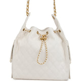 Chanel Medium 25 Hobo Bag White Caviar Antique Gold Hardware