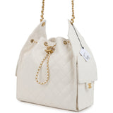 Chanel Medium 25 Hobo Bag White Caviar Antique Gold Hardware