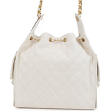 Chanel Medium 25 Hobo Bag White Caviar Antique Gold Hardware