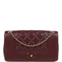 Pre-owned Chanel Medium Mademoiselle Flap Bag Burgundy Sheepskin Gold Hardware