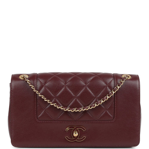 Pre-owned Chanel Medium Mademoiselle Flap Bag Burgundy Sheepskin Gold Hardware