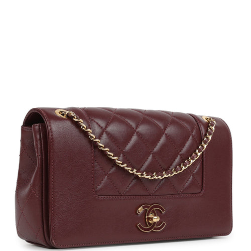 Pre-owned Chanel Medium Mademoiselle Flap Bag Burgundy Sheepskin Gold Hardware