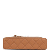 Chanel Top Handle Long Vanity Case with Chain Caramel Shiny Caviar Light Gold Hardware