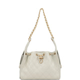 Chanel Small 25 Hobo Bag Light Grey Caviar Antique Gold Hardware