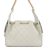 Chanel Small 25 Hobo Bag Light Grey Caviar Antique Gold Hardware