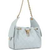 Chanel Small 25 Hobo Bag Light Blue Caviar Antique Gold Hardware