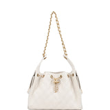 Chanel Small 25 Hobo Bag White Caviar Antique Gold Hardware