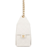 Chanel Small 25 Hobo Bag White Caviar Antique Gold Hardware