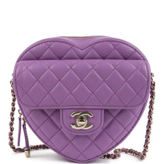 Chanel CC In Love Large Heart Bag with Chain Purple Lambskin Light Gold Hardware