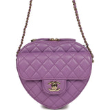 Chanel CC In Love Large Heart Bag with Chain Purple Lambskin Light Gold Hardware - Thumbnail View 1