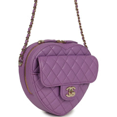 Chanel CC In Love Large Heart Bag with Chain Purple Lambskin Light Gold Hardware
