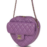 Chanel CC In Love Large Heart Bag with Chain Purple Lambskin Light Gold Hardware - Thumbnail View 3