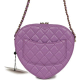 Chanel CC In Love Large Heart Bag with Chain Purple Lambskin Light Gold Hardware - Thumbnail View 5