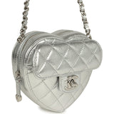 Chanel CC In Love Small Heart Bag with Chain Silver Metallic Lambskin Silver Hardware - Thumbnail View 2