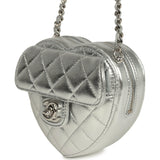 Chanel CC In Love Small Heart Bag with Chain Silver Metallic Lambskin Silver Hardware - Thumbnail View 5