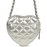 Chanel CC In Love Small Heart Bag with Chain Silver Metallic Lambskin Silver Hardware - Thumbnail View 4