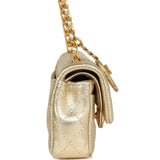 Chanel Nano Classic Double Flap Bag Charm Gold Metallic Calfskin Brushed Gold Hardware