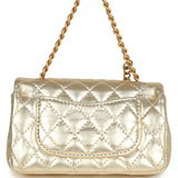 Chanel Nano Classic Double Flap Bag Charm Gold Metallic Calfskin Brushed Gold Hardware
