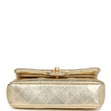 Chanel Nano Classic Double Flap Bag Charm Gold Metallic Calfskin Brushed Gold Hardware