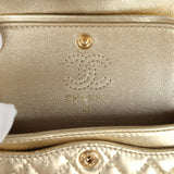 Chanel Nano Classic Double Flap Bag Charm Gold Metallic Calfskin Brushed Gold Hardware