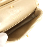 Chanel Nano Classic Double Flap Bag Charm Gold Metallic Calfskin Brushed Gold Hardware