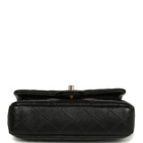 Chanel Nano Classic Double Flap Bag Charm Black Lambskin Light Gold Hardware