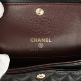 Chanel Nano Classic Double Flap Bag Charm Black Lambskin Light Gold Hardware