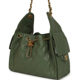 Chanel Small 25 Hobo Bag Khaki Caviar Antique Gold Hardware