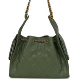 Chanel Small 25 Hobo Bag Khaki Caviar Antique Gold Hardware